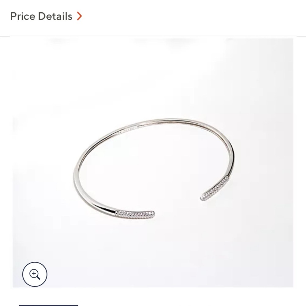 Diamonique Slim Open Bangle, 18K Gold Clad - Picture 3 of 6
